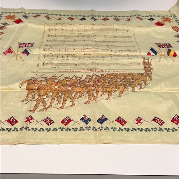 WWI Patriotic Silk Scarf “It’s a Long Long Way to Tipperary” Military Soldier